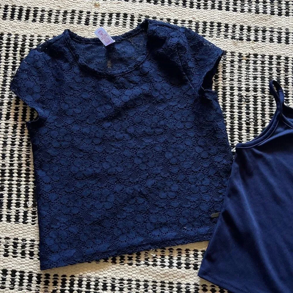 Justice size 8 Blue girls lace blouse
